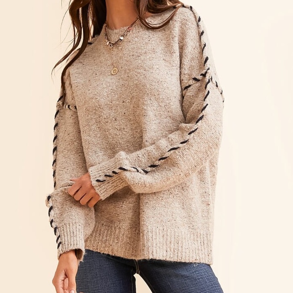 Buckle BKE Whipstitch Oversized Sweater Large